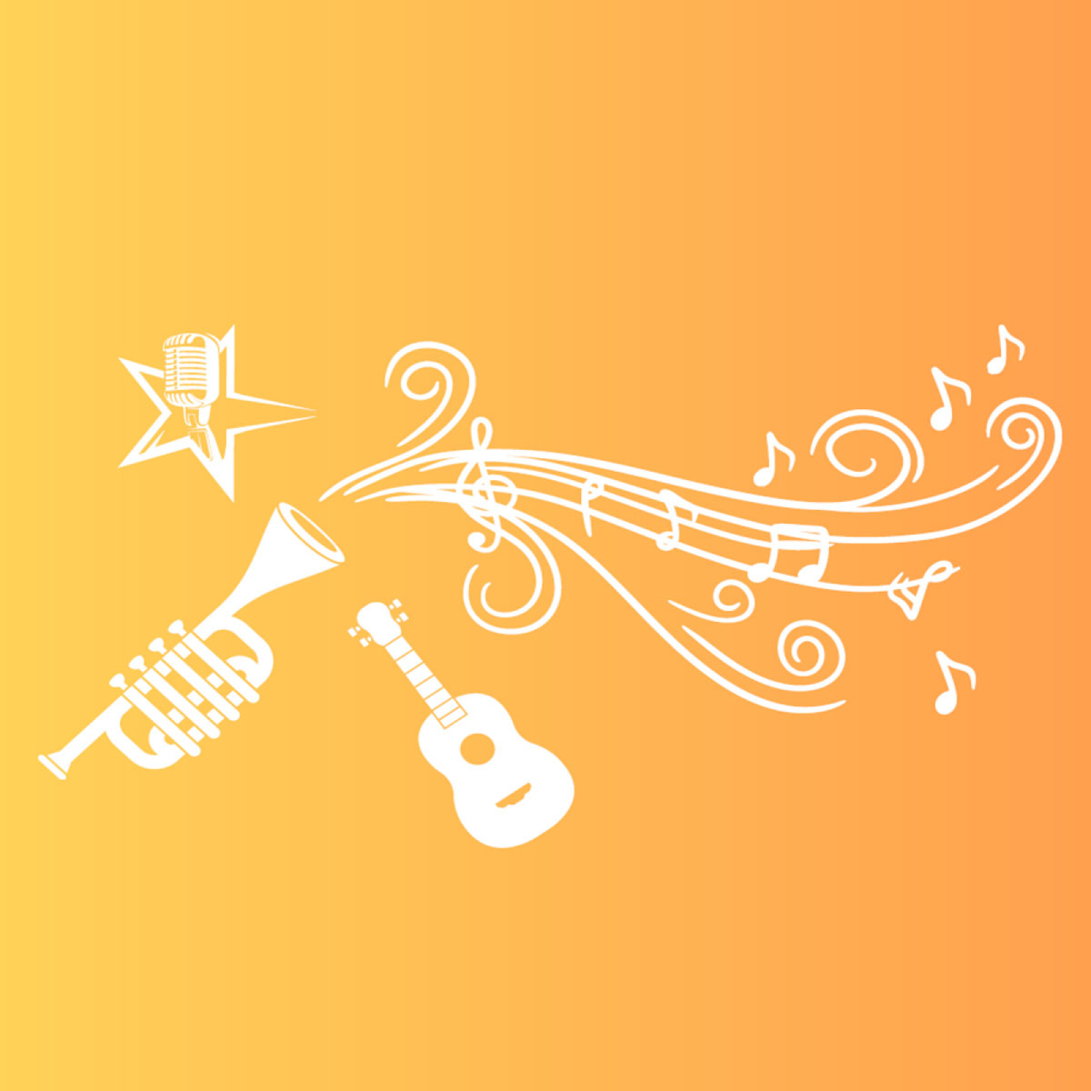 vectors of music instruments and notes
